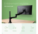 R-Go Tools Bras d'écran R-Go Caparo, bras d'écran réglable avec vérin à gaz, 100% circulaire, capacité de charge de 3 à 9 kg, noir