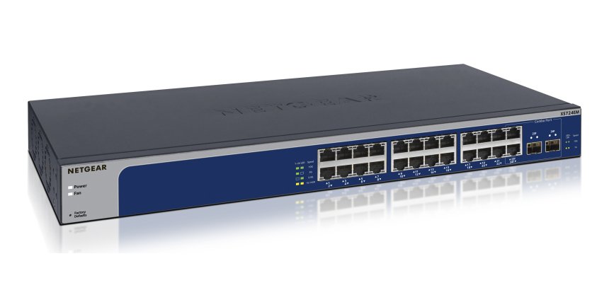 NETGEAR XS724EM Géré L2 10G Ethernet (100/1000/10000) 1U Bleu, Gris