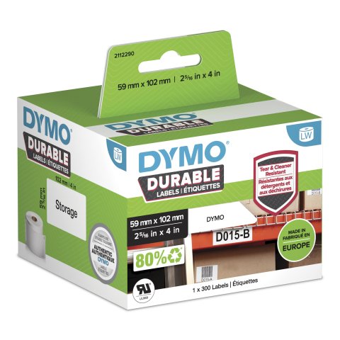 DYMO Durable Blanco Etiqueta para impresora autoadhesiva 102 x 59 mm