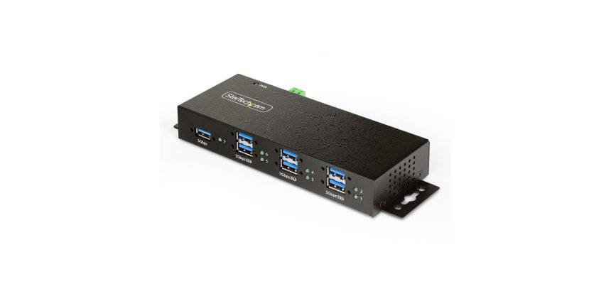 StarTech.com 7-Port Managed USB Hub with 7x USB-A, Heavy Duty with Metal Industrial Housing, ESD & Surge Protection, Wall/Desk/Din-Rail Mountable, USB 3.0/3.1/3.2 Gen 1 5Gbps - TAA
