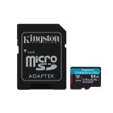 Kingston Technology Tarjeta microSDXC Canvas Go Plus 170R A2 U3 V30 de 64 GB con ADP