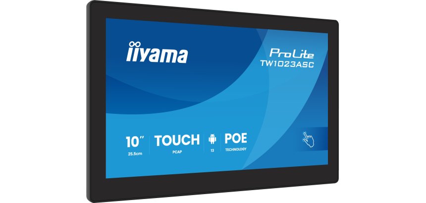 iiyama TW1023ASC-B3P Écran d'affichage dynamique En forme de kiosk 25,6 cm (10.1") Wifi 385 cd/m² WXGA Noir Écran tactile Intégré dans le processeur Android 24/7