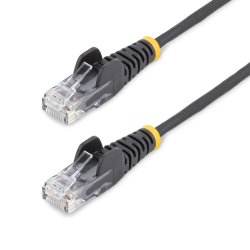 StarTech.com Câble Ethernet CAT6 Noir Fin de 5m, Sans Accroc, 100W PoE, UTP, LSZH, Fil de Cuivre Pur 28AWG, Cordon Patch Réseau RJ45 avec Serre-Câble, Contrôlé Fluke