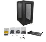 StarTech.com Armadio Rack 19" 24U su Ruote a 4 Montanti, Server Rack 19 Pollici Mobile con Ripiano 1U e pannelli laterali con serratura. Rack Dati Ventialta con Profondità di montaggio regolabile