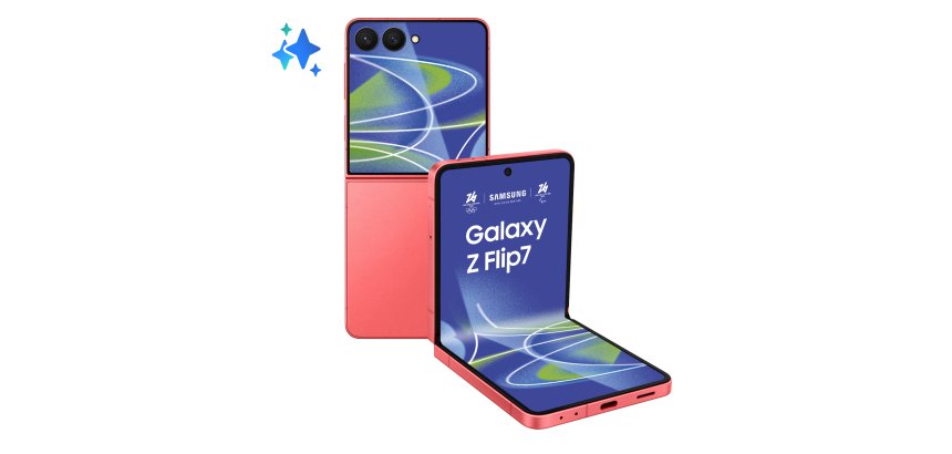 Samsung Galaxy Z Flip7 Smartphone AI, RAM 12GB, 256GB, Display 4,1" Super AMOLED/6,9" Dynamic AMOLED 2X, Fotocamera 50MP, Coralred