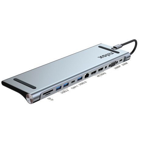 Nilox NXDSUSBC07 laptop dock/port replicator Docking Grey