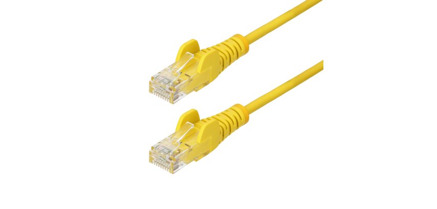 StarTech.com 50cm Yellow Slim CAT6 Ethernet Cable, Snagless, 100W PoE, UTP, LSZH, 28AWG Pure Bare Copper Wire, Slim RJ45 Network Patch Cord w/Strain Reliefs, Individually Tested