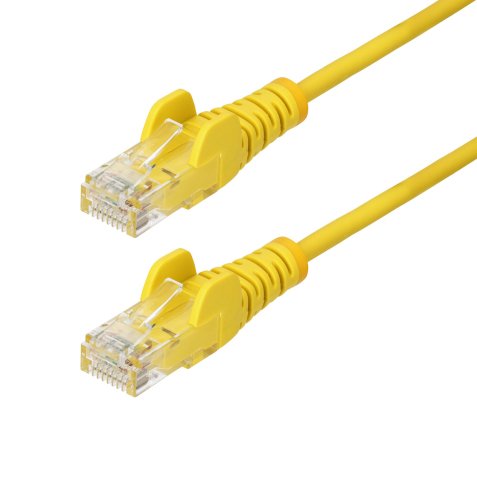 StarTech.com Câble Ethernet CAT6 Jaune Fin de 50cm, Sans Accroc, 100W PoE, UTP, LSZH, Fil de Cuivre Pur 28AWG, Cordon Patch Réseau RJ45 avec Serre-Câble, Contrôlé Fluke