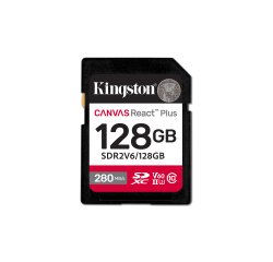 Kingston Technology 128GB Canvas React Plus SDXC UHS-II 280R/100W U3 V60 for Full HD/4K