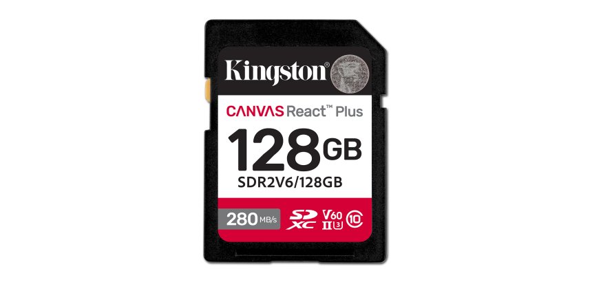 Kingston Technology 128GB Canvas React Plus SDXC UHS-II 280R/100W U3 V60 for Full HD/4K