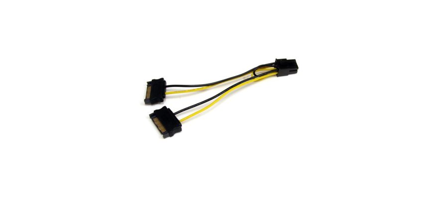 StarTech.com Câble adaptateur d'alimentation pour carte vidéo - 2x SATA vers PCIe 6 broches - 15 cm