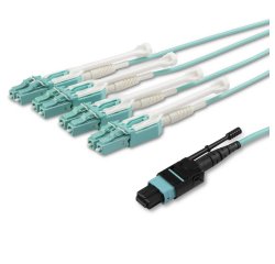 StarTech.com Cable de 1m de Fibra Óptica Dúplex Multimodo MTP(F)/PC a 4x LC/PC Multiconector OM3 - OFNP - Tipo A 8F - 50/125µm LOMMF - Redes de 40G - Baja Pérdida de Inserción -MPO