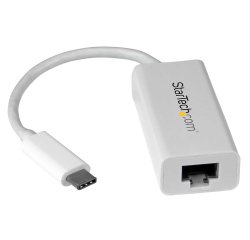 StarTech.com Adaptateur USB-C vers Gigabit Ethernet - Blanc - Compatible Thunderbolt 3 - Windows et Mac - Convertisseur Réseau LAN RJ45