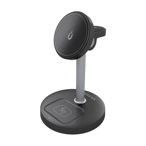 AISENS Cargador Inalambrico USB-C 4 en 1 De 15W Para Movil, Apple Watch, Auriculares Con Estuche De Carga, Negro