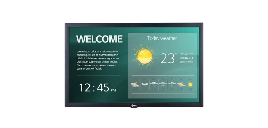 LG 22SM3G-B visualizzatore di messaggi Pannello piatto per segnaletica digitale 54,6 cm (21.5") IPS Wi-Fi 250 cd/m² Full HD Nero Processore integrato 16/7