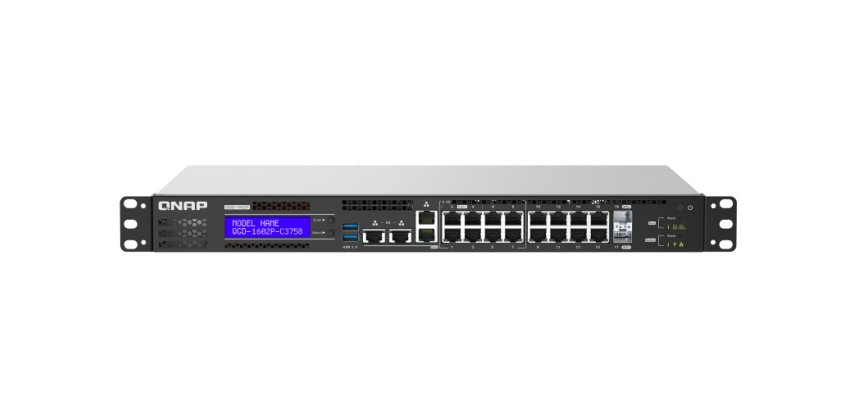 QNAP QGD-1602P Géré L2 2.5G Ethernet (100/1000/2500) Connexion Ethernet, supportant l'alimentation via ce port (PoE) Noir, Gris