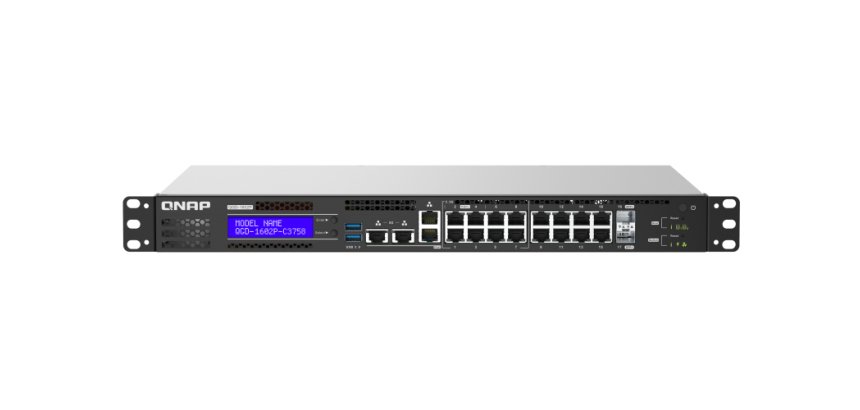 QNAP QGD-1602P Géré L2 2.5G Ethernet (100/1000/2500) Connexion Ethernet, supportant l'alimentation via ce port (PoE) Noir, Gris