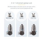 StarTech.com 3-in-1 Universal Laptop Lock 6.6ft (2m), Master Keyed Locking Cable, Computer Security, Compatible w/Noble Wedge®/Nano/K-Slot; Anti-Theft Cut-Resistant Cable
