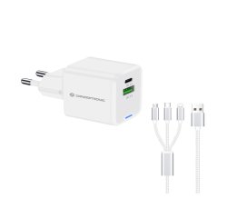 Conceptronic ALTHEA16W cargador de dispositivo móvil Universal Blanco Corriente alterna Carga rápida Interior
