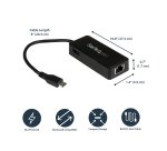 StarTech.com USB-C to Gigabit Network Adapter with Extra USB 3.0 Port - Black