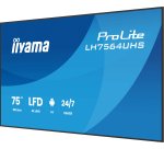 iiyama LH7564UHS-B1AG Écran d'affichage dynamique Écran plat de signalisation numérique 190,5 cm (75") Wifi 500 cd/m² 4K Ultra HD Noir Intégré dans le processeur Android 24/7