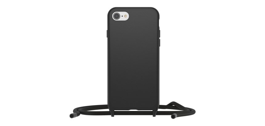 OtterBox React Necklace hoesje voor iPhone SE (3rd/2nd gen)/8/7, ultradun, beschermhoesje met verstelbare en afneembare kettingriem, getest volgens militaire standaard, Zwart
