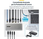 StarTech.com Docking Station USB-C Triple Monitor, DisplayPort / HDMI, 2x 4K 60Hz, 1x 4K 30Hz, Ricarica Laptop 100W, Ethernet 1GbE, Senza Driver, Dock Multi-Monitor per Windows