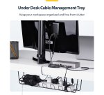 StarTech.com Under Desk Cable Management Tray, 24" Long, Metal Basket Style Cable Organizer, Screw-On Installation, Power Bar Holder, Metal, Black, TAA-Compliant