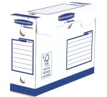 Boite archives bankers box heavy duty dos 10 cm carton coloris blanc bleu montage manuel