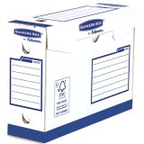 Boite archives bankers box heavy duty dos 10 cm carton coloris blanc bleu montage manuel
