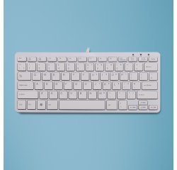 R-Go Tools Clavier ergonomique R-Go Compact, design plat, mini-clavier, QWERTY (UK), filaire, blanc