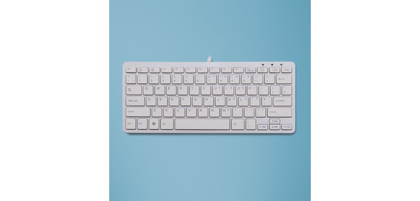 R-Go Tools Clavier ergonomique R-Go Compact, design plat, mini-clavier, QWERTY (UK), filaire, blanc