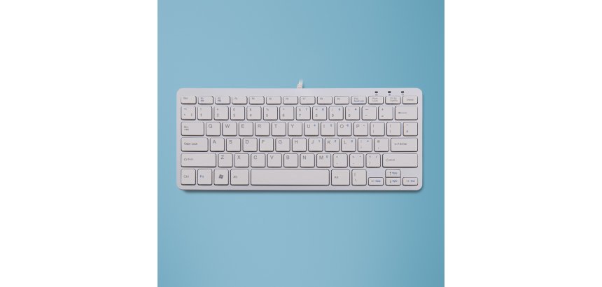 R-Go Tools Clavier ergonomique R-Go Compact, design plat, mini-clavier, QWERTY (UK), filaire, blanc