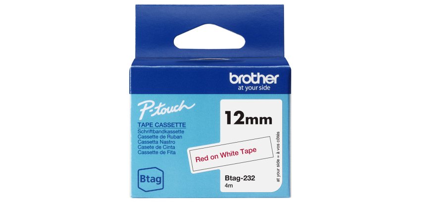 Brother BTAG-232 labelprinter-tape Rood op wit