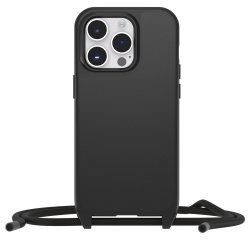 OtterBox React Necklace hoesje met MagSafe voor iPhone 14 Pro Max, ultradunne beschermhoes met verstelbare en afneembare kettingriem, getest volgens militaire standaard, Zwart