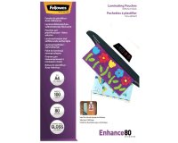 Pochette plastification fellowes à chaud polyester transparent résistant eau format a4 80 microns dos adhésif boîte 100u