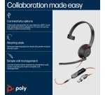 HP Poly Blackwire 5210 Monaural USB-C Headset +3.5mm Plug +USB-C/A Adapter (Bulk)