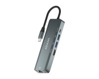 AISENS USB-C Dock 5 en 1, USB-C a 1xHDMI, 1xRJ45, 2xUSB, 1xPD, Gris, 15 cm