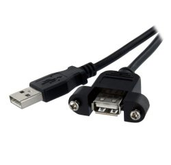 StarTech.com Cable de 91cm USB 2.0 para Montar Empotrar en Panel - Extensor Macho a Hembra USB A - Negro