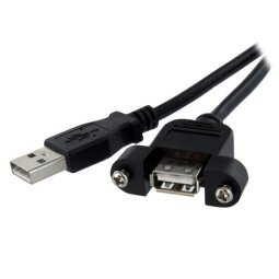 StarTech.com Cable de 91cm USB 2.0 para Montar Empotrar en Panel - Extensor Macho a Hembra USB A - Negro