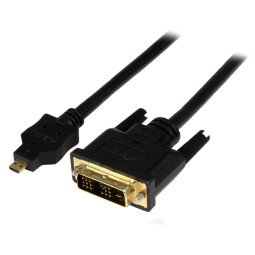 Cable de 2m Adaptador Conversor Micro HDMI a DVI-D para Tablet y Teléfono Móvil - Convertidor de Vídeo para Dispositivos Micro HDMI Tipo D a DVI-D Monoenlace