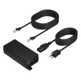 Poly PoE++ 65W 2.5G Adapter with 3.66m CAT6A Cable and Power Cord adaptateur de puissance & onduleur Intérieure Noir