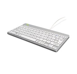 R-Go Tools Clavier ergonomique R-Go Compact Break, clavier compact avec logiciel de pause,AZERTY (FR), Filaire, blanc