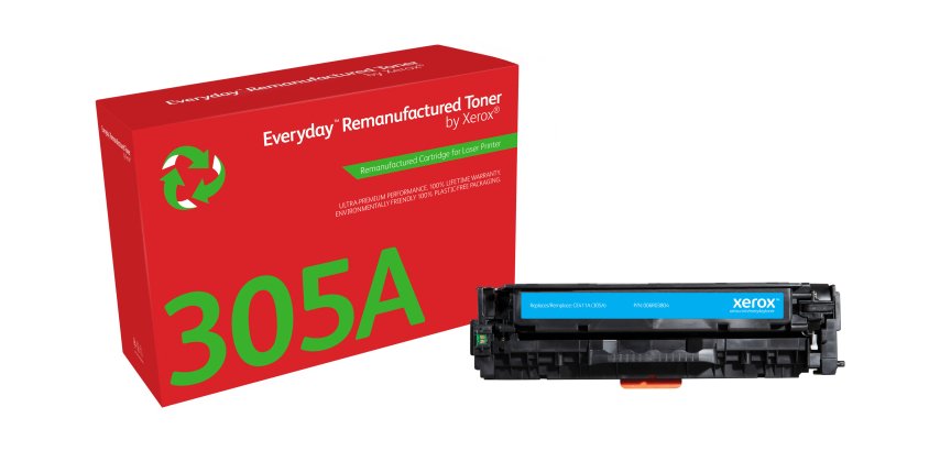 Tóner EverydayTM Cian remanufacturado de Xerox es compatible con HP 305A (CE411A), Capacidad estándar