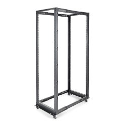 StarTech.com Server Rack a 4 Montanti 42U Open Frame, Armadio Rack di Rete 19" con Ruote, Rack Server per Apparecchiature AV/Dati/Media/IT, Quadro Rack con ruote/piedini di livellamento o montaggio a pavimento