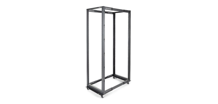StarTech.com Rack Serveur Mobile 42U à 4 Montants, Rack Réseau 19" à 4 Montants avec Roulettes, Rack Roulant avec Profondeur Ajustable pour PC/AV/Données/IT - Roulettes, Pieds de Mise à Niveau ou Montage au Sol