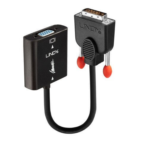 Lindy 38189 adaptador de cable de vídeo 0,1 m DVI-D VGA (D-Sub) Negro