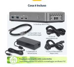 StarTech.com Docking Station USB-C Triple Monitor, DisplayPort / HDMI, 2x 4K 60Hz, 1x 4K 30Hz, Ricarica Laptop 100W, Ethernet 1GbE, Senza Driver, Dock Multi-Monitor per Windows