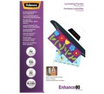 Boite de 100 pochettes de plastification A4 dos adhésif 80 microns Fellowes