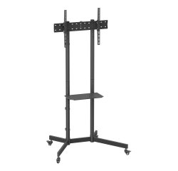 AISENS Soporte De Suelo Eco Con Rueda, Bandeja Para DVD Para Monitor/TV 45kg De 37-70, Negro